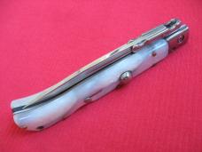 New 9" Roma Italian style Swing Guard Switchblade knife Pearlized White handles