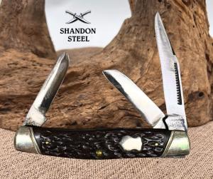 John Primble  USA 3 Blade Stockman Knife Jigged Bone Handle 4quot Pocket Knife 5