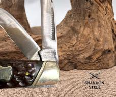 John Primble  USA 3 Blade Stockman Knife Jigged Bone Handle 4" Pocket Knife (5)