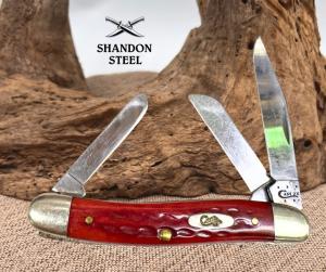 CASE XX 6 DOT 2014 USA POCKET WORN OLD RED BONE STOCKMAN KNIFE 6318 SS (111)