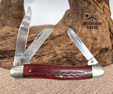 CASE XX 6 DOT 2014 USA POCKET WORN OLD RED BONE STOCKMAN KNIFE 6318 SS (111)