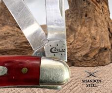 CASE XX 6 DOT 2014 USA POCKET WORN OLD RED BONE STOCKMAN KNIFE 6318 SS (111)