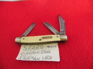 VINTAGE 3-1/4" SEARS CARBON STEEL STOCKMAN USA LIGHTLY USED 