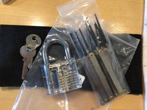 Lock Pick Kit with Lucite Practice Lock and Case