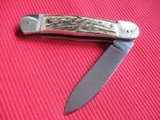 Older Solingen German Hubertus Stag Leverlock Switchblade Knife - NOS