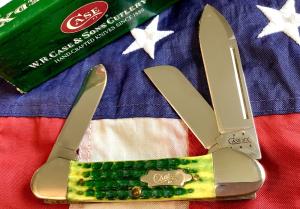 2005 Gunboat Canoe (Mdl# 6394 SS) w/ Fantastic Lemon Lime Bone Handles. NOS in Orig box Minty