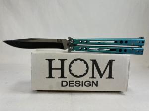 HOM DESIGN (JERRY HOM) Green Titanium Elmax Specter Evo Balisong w/ OMP Box