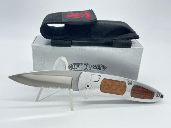 BOKER TREE BRAND Solingen 707W Serrated Top Lock Auto w/ Pouch & OMP Box
