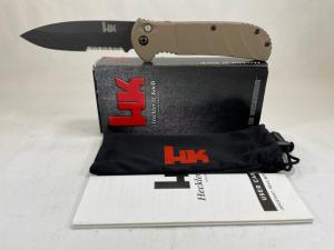 HECKLER & KOCH 14700SBK-702 Ltd. Ed. Tan Serrated Drop Point Auto w/ OMP Box