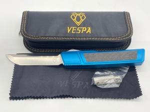 VESPA Ripper Blue/Carbon Fiber D2 Tanto OTF Automatic w/ Pouch