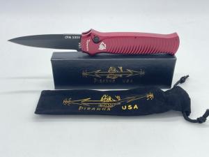 PIRANHA USA Black Coated CPM S30V Red Milled Aluminum Bodyguard Automatic w/ OMP Box