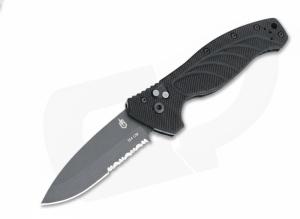 Gerber-Emerson Alliance Black Oxide Serrated 154CM Aluminum Knife 22-07158N