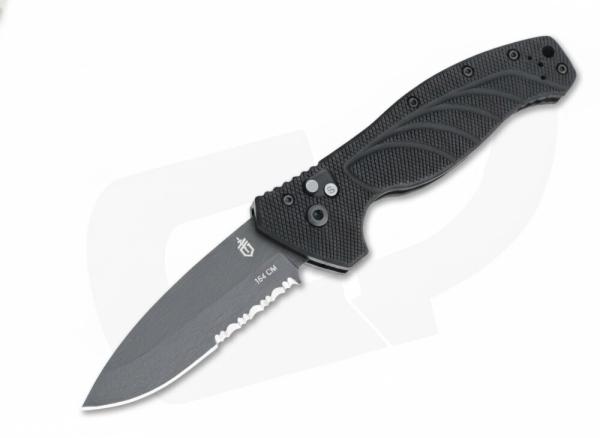 Gerber-Emerson Alliance Black Oxide Serrated 154CM Aluminum Knife 22-07158N