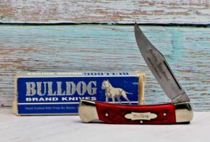 1997 BULLDOG BRAND Solingen DAMASCUS Single Dog Stamp Red Rogers Bone 15 Lockback
