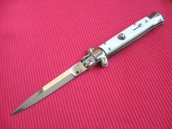 New Old Stock ITALY INOX 9" White HORN Bayonet BLADE ITALIAN STILETTO Knife