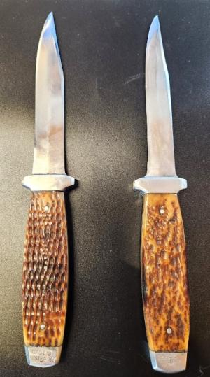 Pair of Case Bone Fixed Blade Knives - OLD!