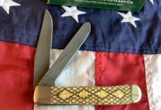 2005 Case xx (Mdl# 6254 D) Trapper w/ Great Snakeskin Bone Handles & Damascus Blades. NOS