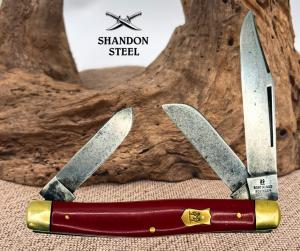 Robt Klaas Kissing Crane Red Smooth Synthetic Medium Stockman Pocket Knife 129