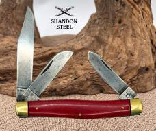 Robt Klaas Kissing Crane Red Smooth Synthetic Medium Stockman Pocket Knife (129)
