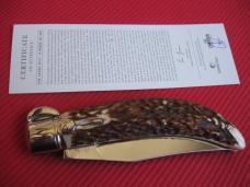 Quality Italian Unique Mechanism LEPRE Stag Knife Limited Edition 2015 MANIAGO ITALY w/Certificate