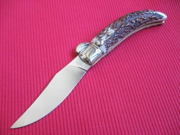 Quality Italian Unique Mechanism LEPRE Stag Knife Limited Edition 2015 MANIAGO ITALY w/Certificate