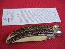 Quality Italian Unique Mechanism LEPRE Stag Knife Limited Edition 2015 MANIAGO ITALY w/Certificate