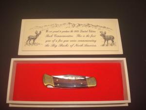 2000 Buck 110 Custom Limited Gold Etched Big Bucks North America Folding Knife New in Box