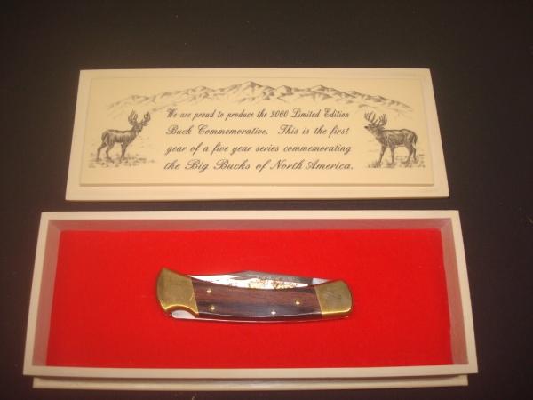 2000 Buck 110 Custom Limited Gold Etched Big Bucks North America Folding Knife New in Box