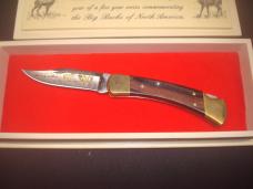 2000 Buck 110 Custom Limited Gold Etched Big Bucks North America Folding Knife New in Box