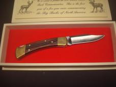 2000 Buck 110 Custom Limited Gold Etched Big Bucks North America Folding Knife New in Box