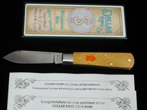 Dollar Knife Co. Osage Orange Wood With Orange Shield Jack Knife NIB from Cooper Cutlery USA OO-OS