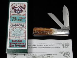 New York Knife Co Genuine Stag Matteawan Barlow Knife By Cooper Cutlery M2506-S USA Made  