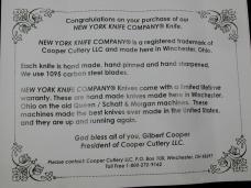 New York Knife Co Genuine Stag Matteawan Barlow Knife By Cooper Cutlery M2506-S USA Made  