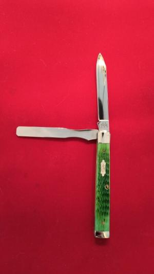 2004 Bright Green Rogers Corn cob jig bone LARGE doctors knife with spatula blade