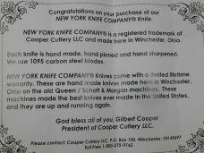 New York Knife Co Genuine Stag Matteawan Barlow Knife By Cooper Cutlery M2506-S USA Made  