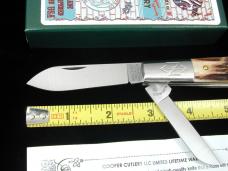 New York Knife Co Genuine Stag Matteawan Barlow Knife By Cooper Cutlery M2506-S USA Made  