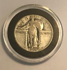 New in Display Case Burnt White Trapper and 1930 Silver Standing Liberty Quarter