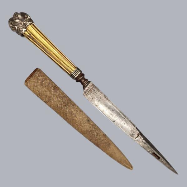 Antique 1750s Italian Genoese Knife Passacorda with Silver Mounts Genoa #A259