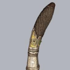 Antique 1800s Burmese Dha Hmyaung Dahmjaun Dagger Knife Silver and Enamel #8767