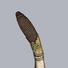 Antique 1800s Burmese Dha Hmyaung Dahmjaun Dagger Knife Silver and Enamel #8767