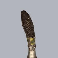 Antique 1800s Burmese Dha Hmyaung Dahmjaun Dagger Knife Silver and Enamel #8767