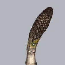Antique 1800s Burmese Dha Hmyaung Dahmjaun Dagger Knife Silver and Enamel #8767