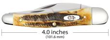 Case XX USA 6.5 Burnt Bone Stag 65347 Seahorse Whittler 3 Blade Pocket Knife