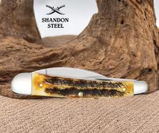 Case XX USA 6.5 Burnt Bone Stag 65347 Seahorse Whittler 3 Blade Pocket Knife