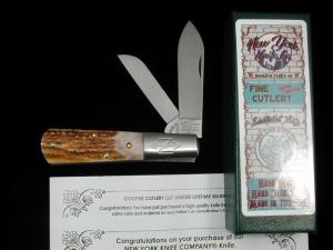 New York Knife Co Genuine Stag Matteawan Barlow Knife By Cooper Cutlery M2506-S USA Made  