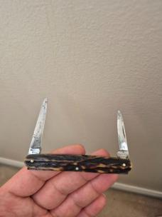 3 1/4" Vintage Garrett Strand 2-Blade Pen Knife, Very nice Stag Handles, Sheffield