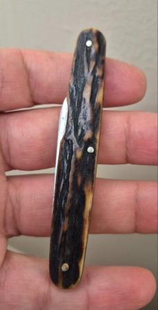 3 1/4" Vintage Garrett Strand 2-Blade Pen Knife, Very nice Stag Handles, Sheffield