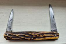 3 1/4" Vintage Garrett Strand 2-Blade Pen Knife, Very nice Stag Handles, Sheffield