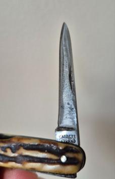 3 1/4" Vintage Garrett Strand 2-Blade Pen Knife, Very nice Stag Handles, Sheffield