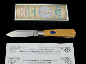 Dollar Knife Co. Osage Orange Wood With Blue Shield Jack Knife NIB from Cooper Cutlery USA OO-BS